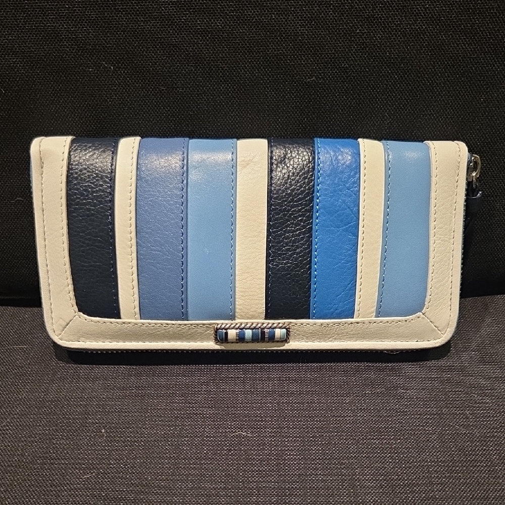 Brighton Blue and White Striped Wallet